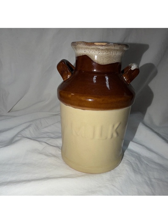 Other - Vintage Two Tone Glazed Ceramic Milk Jug Pot with Handles